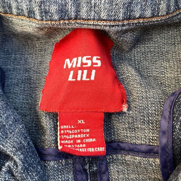 Vintage Y2K Lili Miss Sixty Girls Denim Jacket Button Blue Cotton Stretch XL - Picture 6 of 8